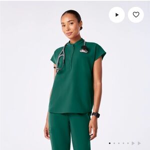 Figs Rafaela Oversized Scrub Top Hunter Green XL